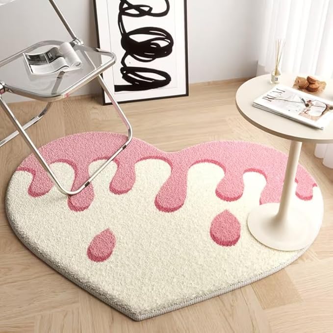 PINK DRIP HEART RUG