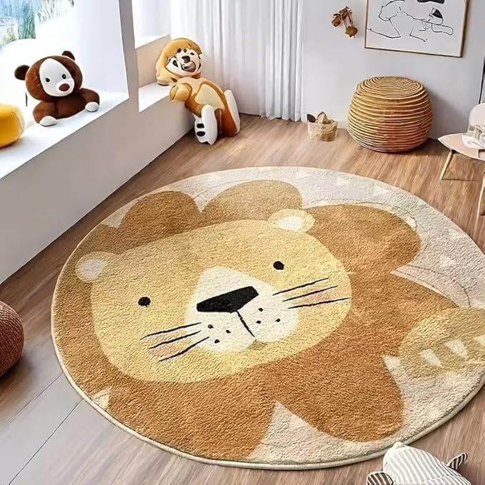CUTE LION ROUND RUG