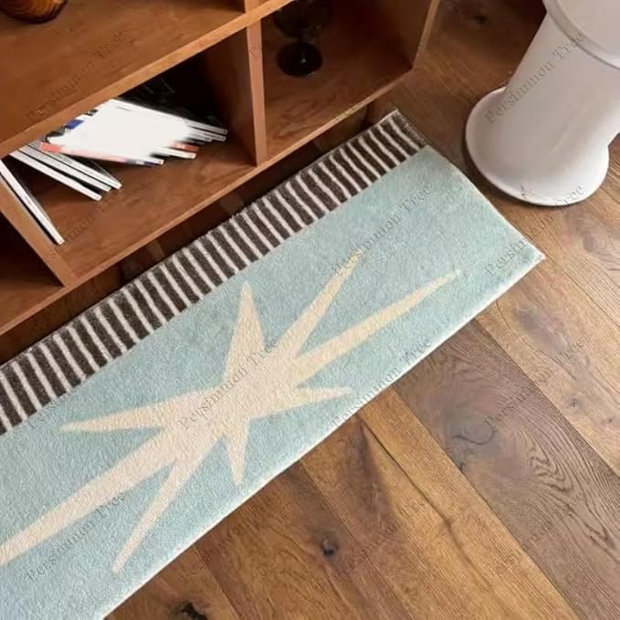 AESTHETIC LIGHT BLUE WITH STAR PATTERN RUG