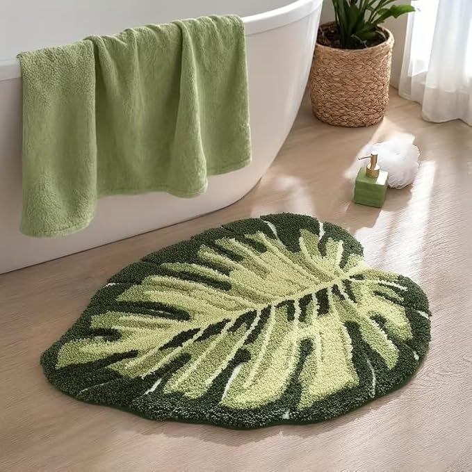 GREEN TROPICAL LEAF RUG