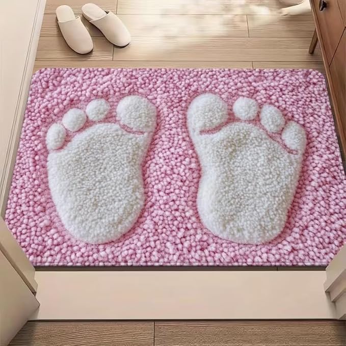 CUTE PINK FOOTPRINT RUG