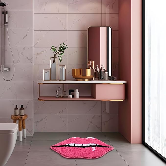 CUTE AESTHETIC PINK KISS RUG