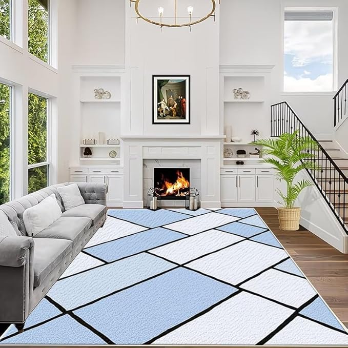 BLUE CHECKERED RUG