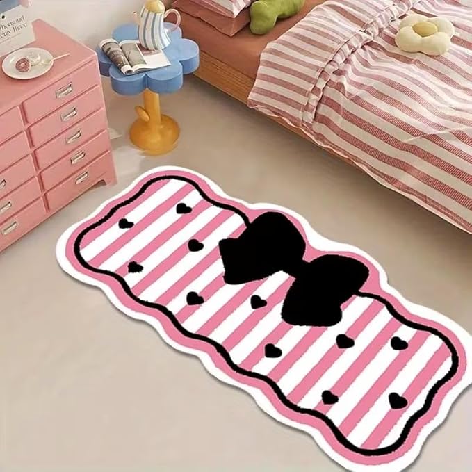 PINK STRIPED BOW RUG