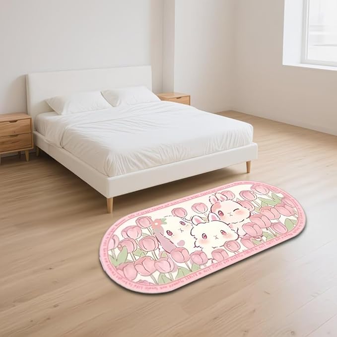 PINK BUNNY FLOWER RUG