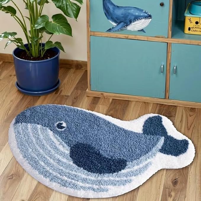 CUTE BLUE WHALE RUG
