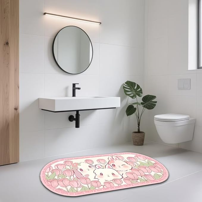 PINK BUNNY FLOWER RUG