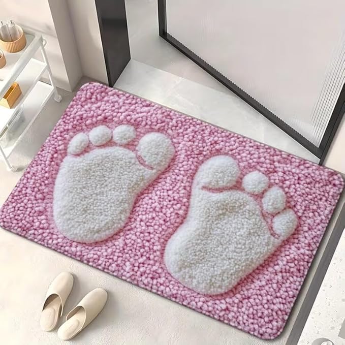 CUTE PINK FOOTPRINT RUG