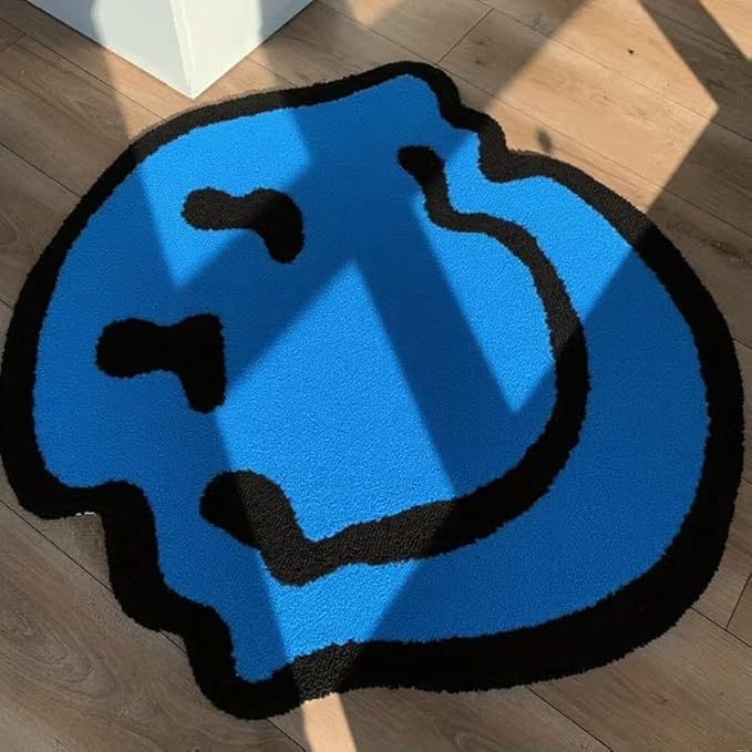 AESTHETIC TRIPPY SMILEY FACE RUG