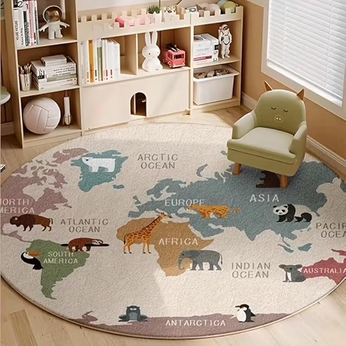 KIDS GEOGRAPHY ANIMAL MAP RUG