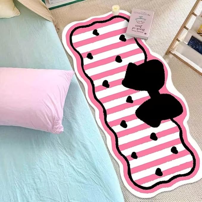 PINK STRIPED BOW RUG