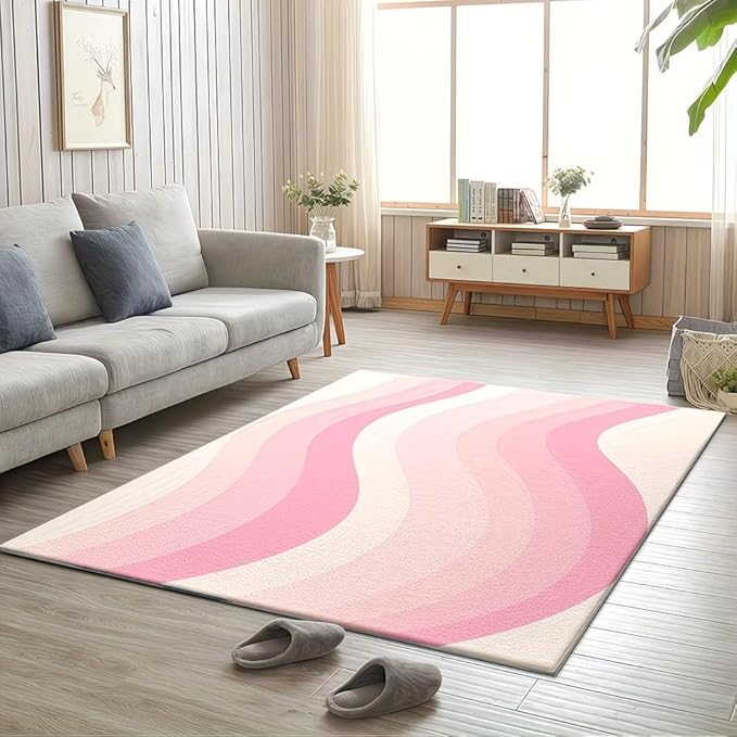 CUTE PINK WAVE RUG
