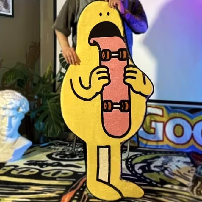 YELLOW CARTOON DUCK SKATE RUG