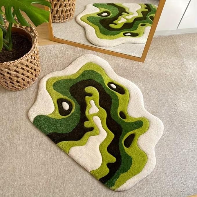 GREEN ABSTRACT DECORATIVE RUG