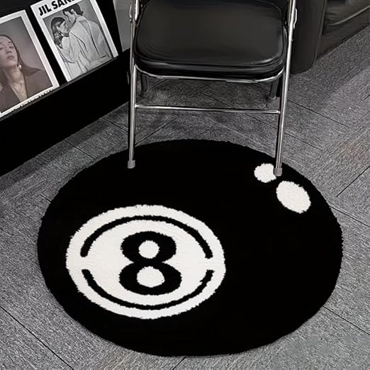 COOL BLACK EIGHT BALL RUG