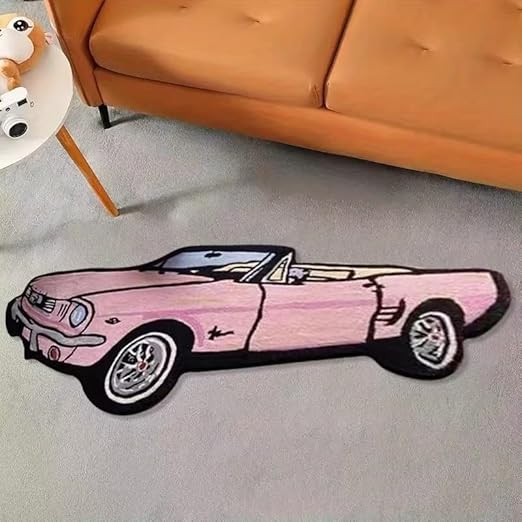 CUTE RETRO PINK CAR RUG