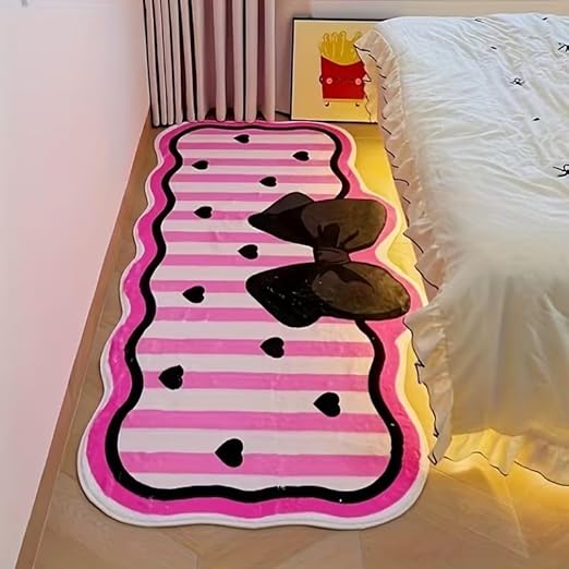 PINK STRIPED BOW RUG