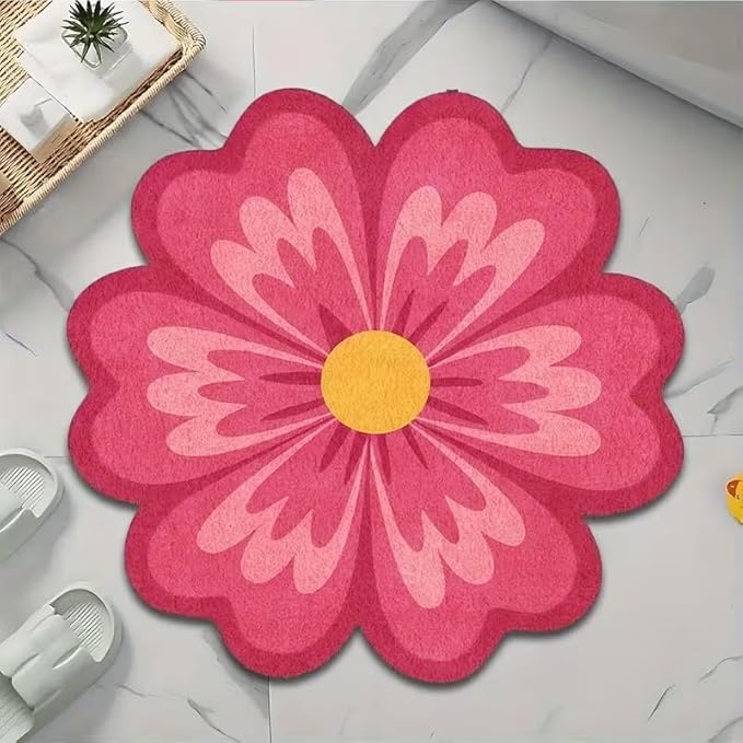 CUTE RED FLOWER RUG
