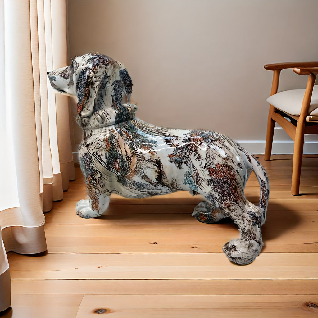 Tnessential Vibrant Graffiti Sausage Dog Statue 3D Decor