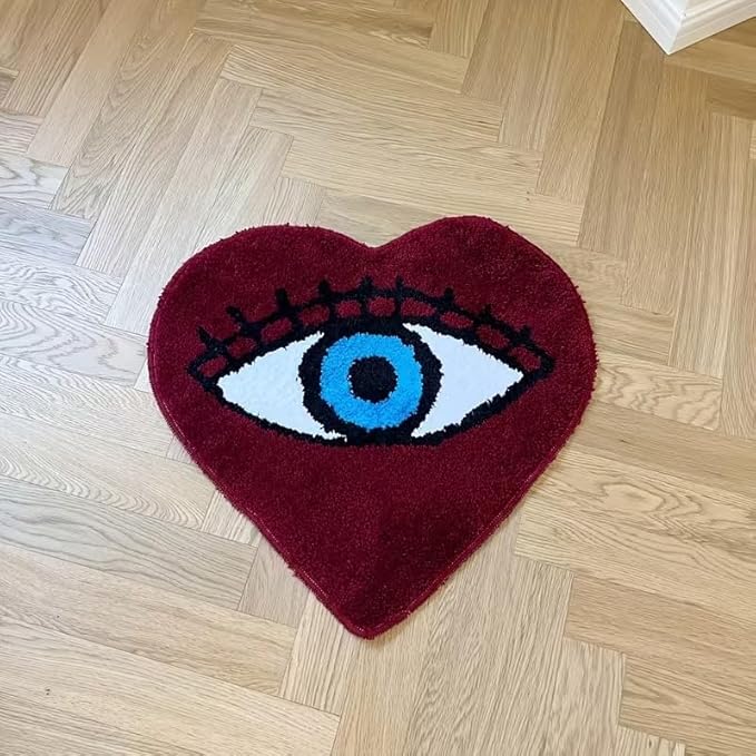 FUNNY CUTE EYE IN HEART RUG