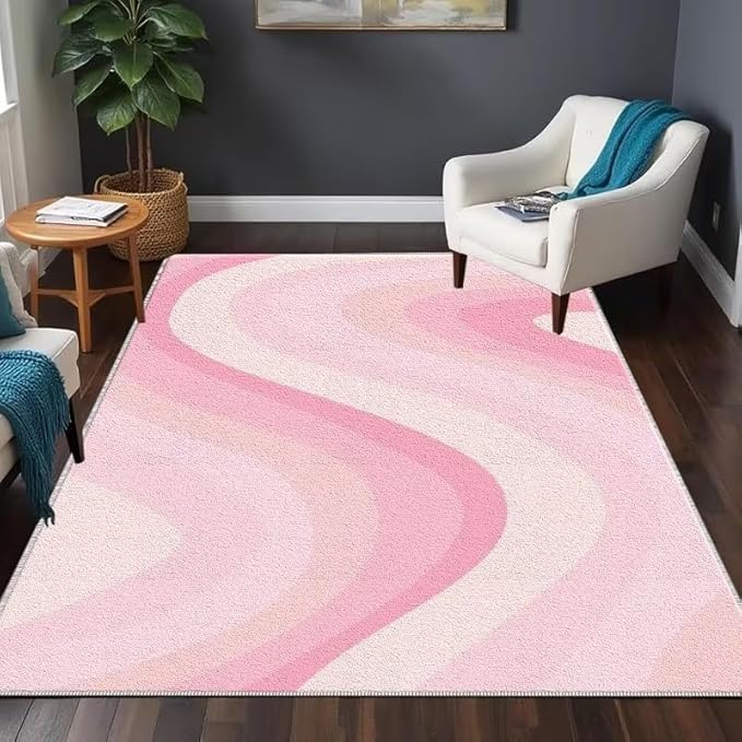 CUTE LIGHT PINK FLORAL ABSTRACT RUG