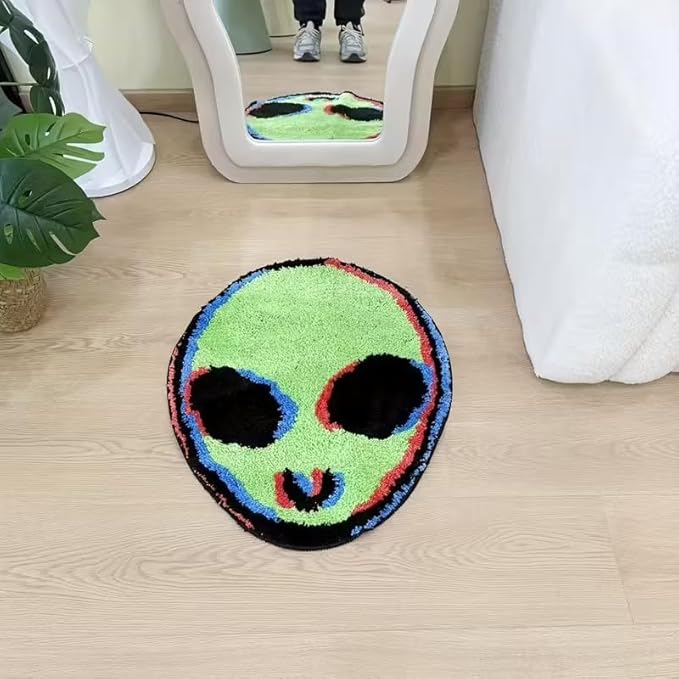Trippy Green Alien Rug