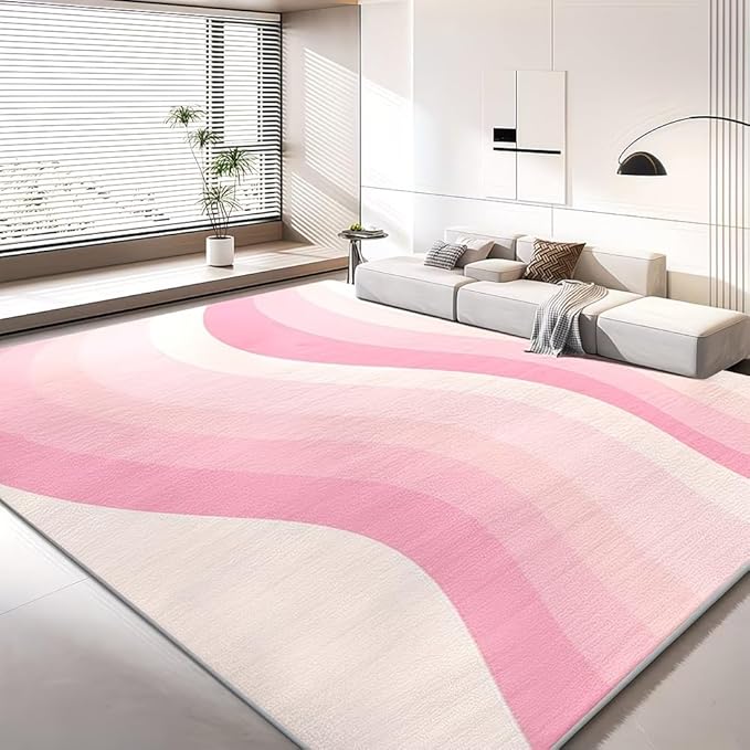CUTE PINK WAVE RUG