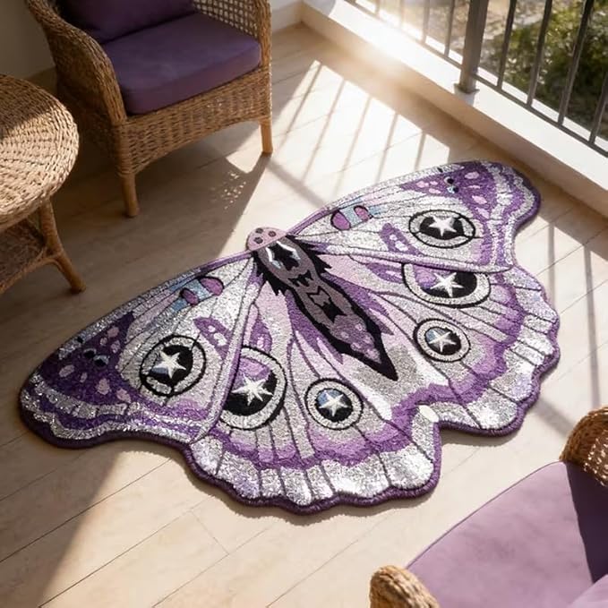CUTE PURPLE BUTTERLFY RUG