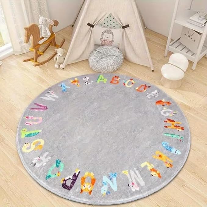 ANIMAL LETTERS ROUND RUG