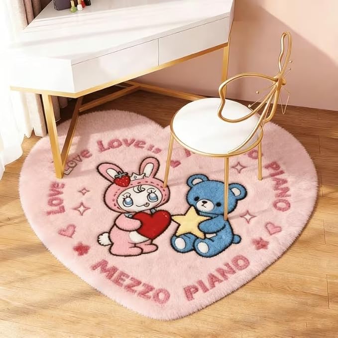 CUTE PINK TEDDY LOVE RUG