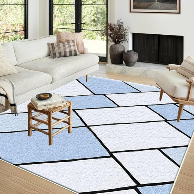 BLUE CHECKERED RUG