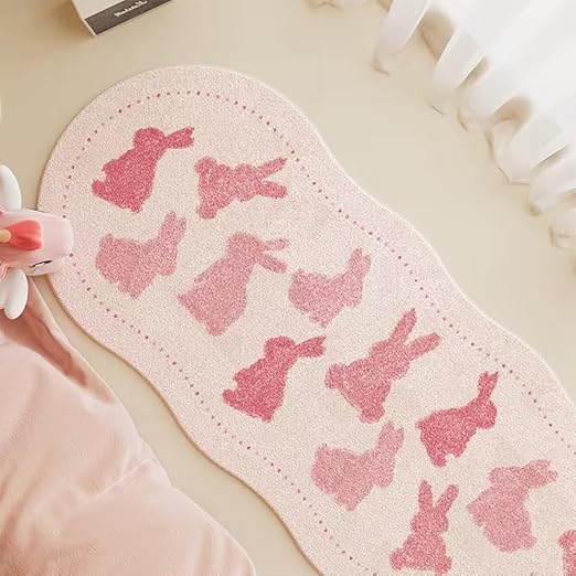 CUTE PINK RABBITS RUG