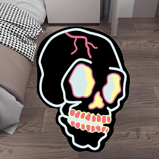 TRIPPY NEON SKULL RUG