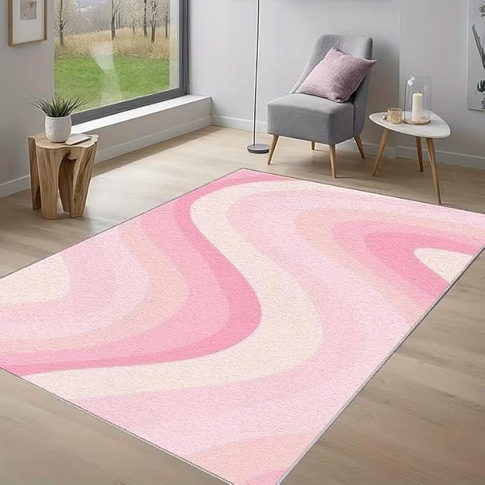 CUTE LIGHT PINK FLORAL ABSTRACT RUG