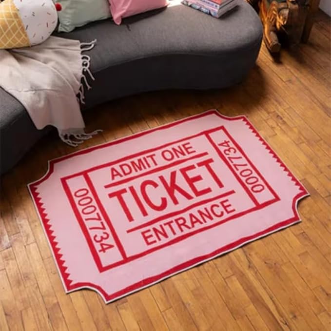 AESTHETIC PINK TICKET PATTERN RUG