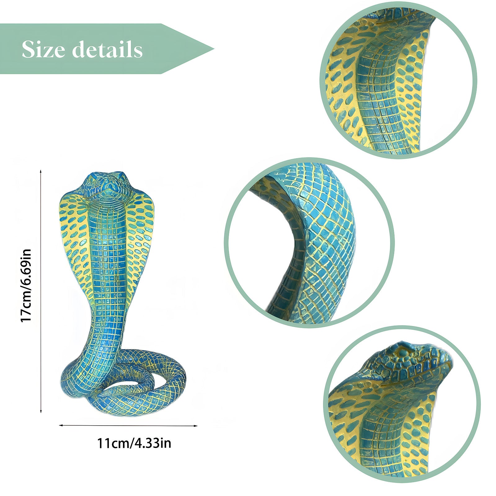 Tnessential Beautifully Designed Resin Cobra Figurines 3D Decor