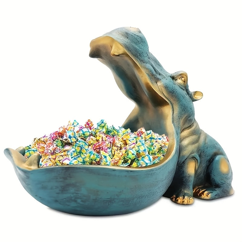 Tnessential Resin Hippopotamus Sculpture with Big Mouth 3D Decor