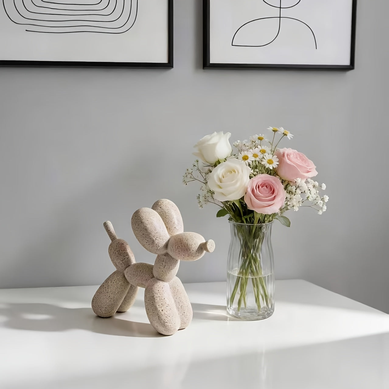 Tnessential Modern Minimalist Balloon Dog Statue 3D Decor