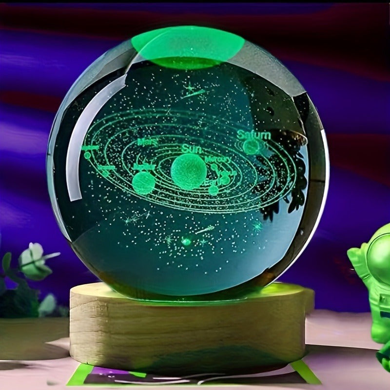Tnessential D Laser-engraved Celestial Crystal Ball Night Light with 3D Decor