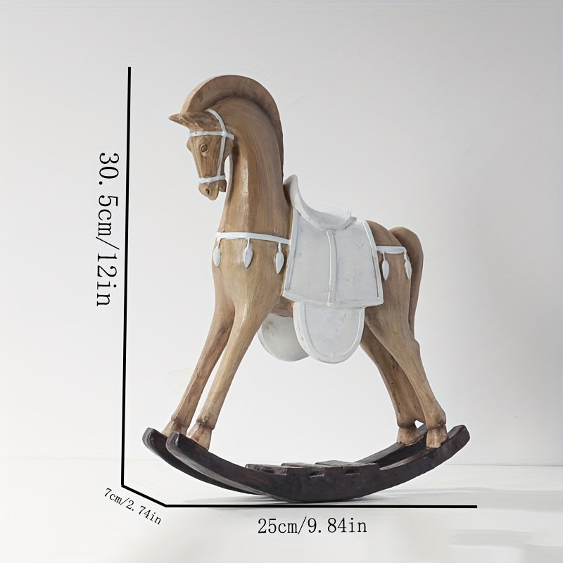 Tnessential Nordic-style Imitation Wood Horse Figurine 3D Decor
