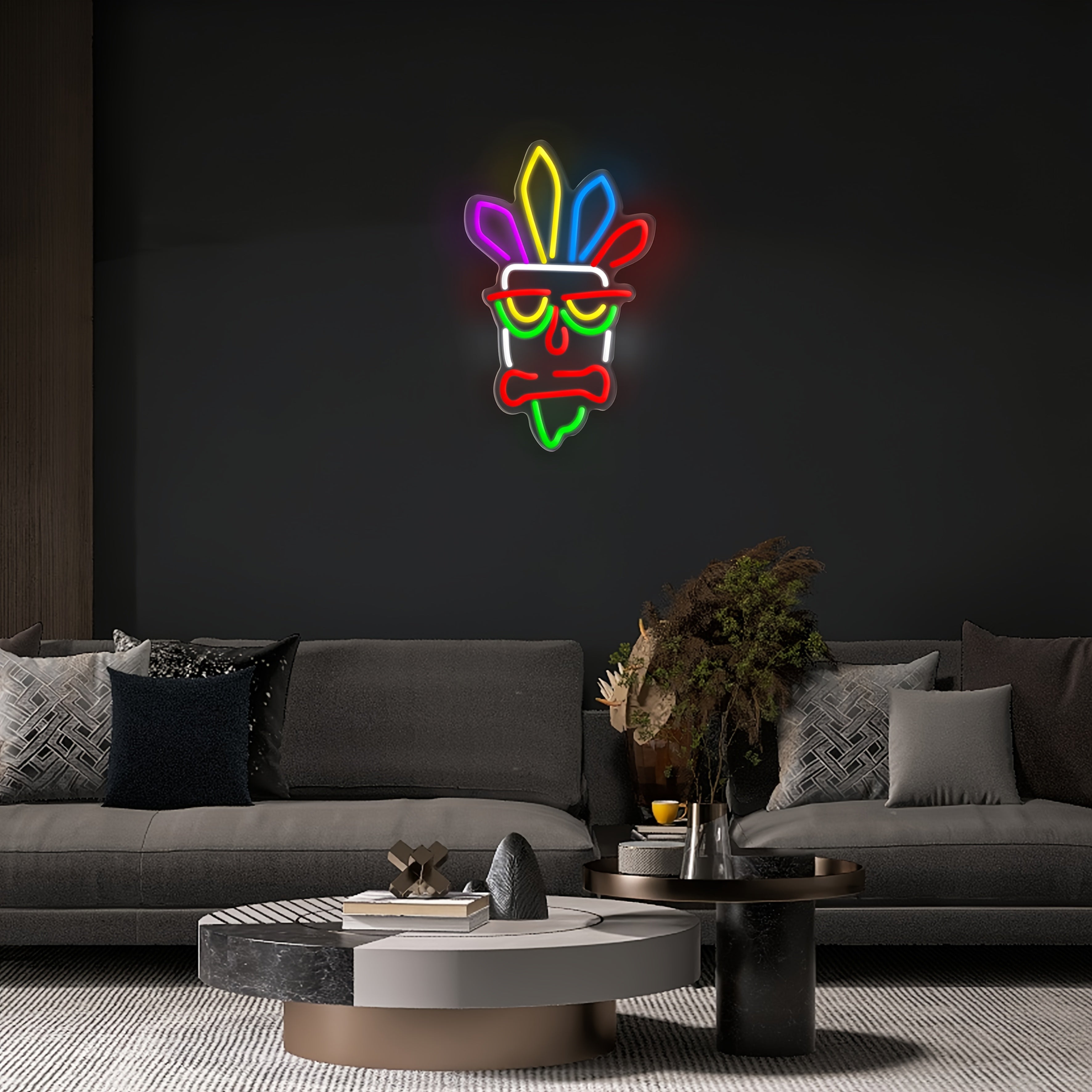 Tnessential Vibrant Tiki Mask Powered by USB with Ten Levels of 3D Decor
