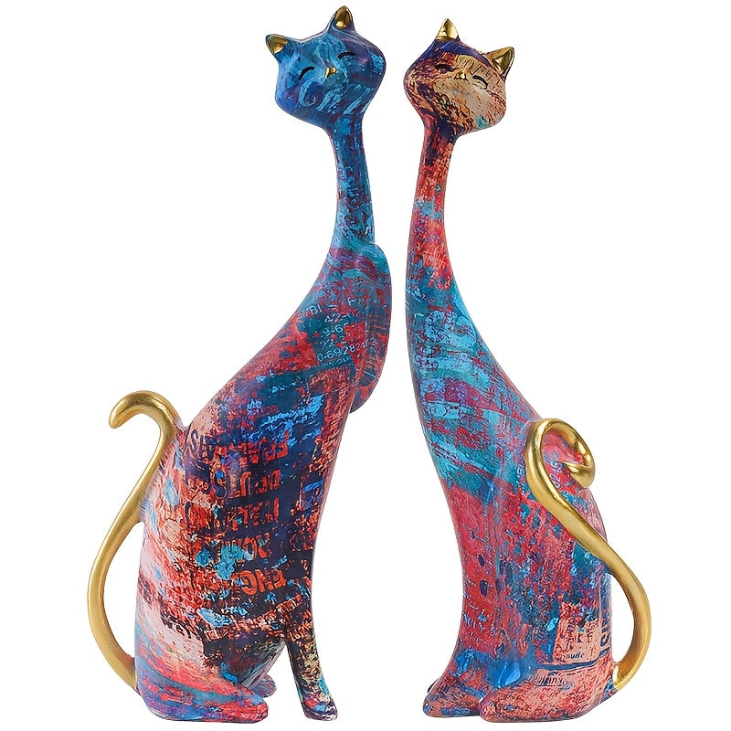 Tnessential Pair of Cat Resin Ornaments 3D Decor
