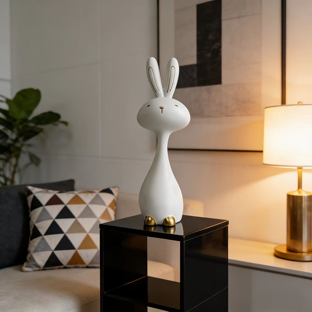 Tnessential Light Luxury Easy Golden-footed Rabbit Sculpture Decoration 3D Decor