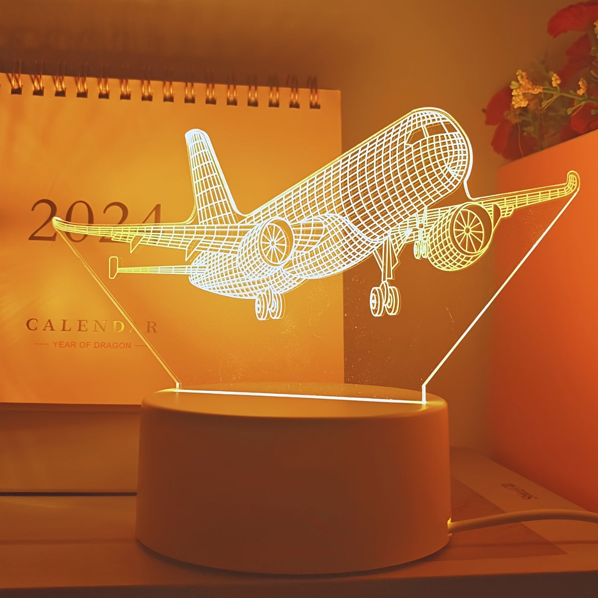 Tnessential Creative Airplane 3D Night Light with Switch Button Control 3D Decor