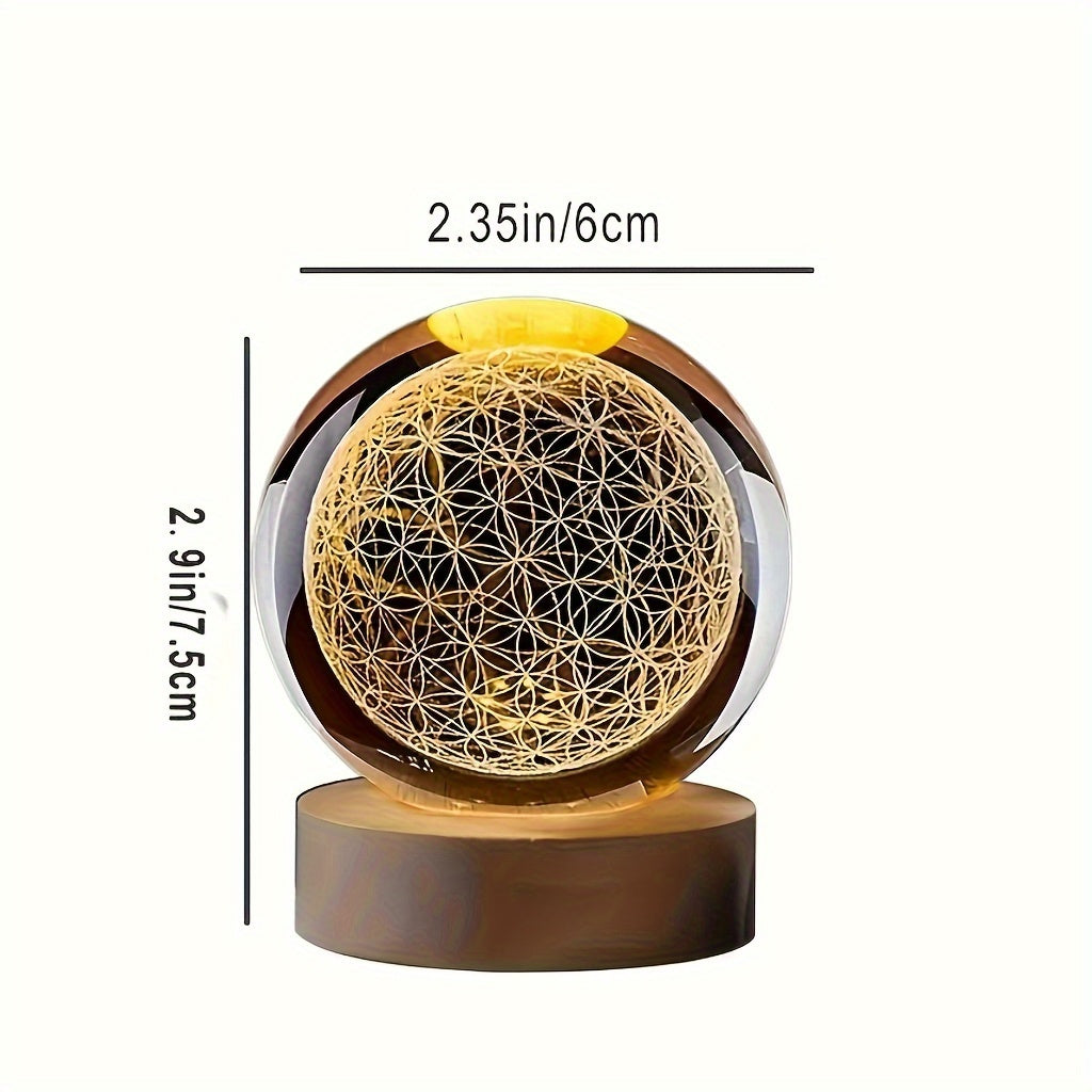 Tnessential USB Powered 3D Flower of Life Crystal Ball 3D Decor