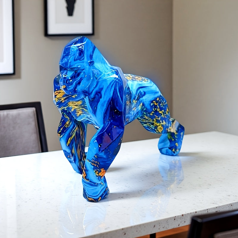 Tnessential Creative Geometric Design Walking Gorilla Resin Statue 3D Decor