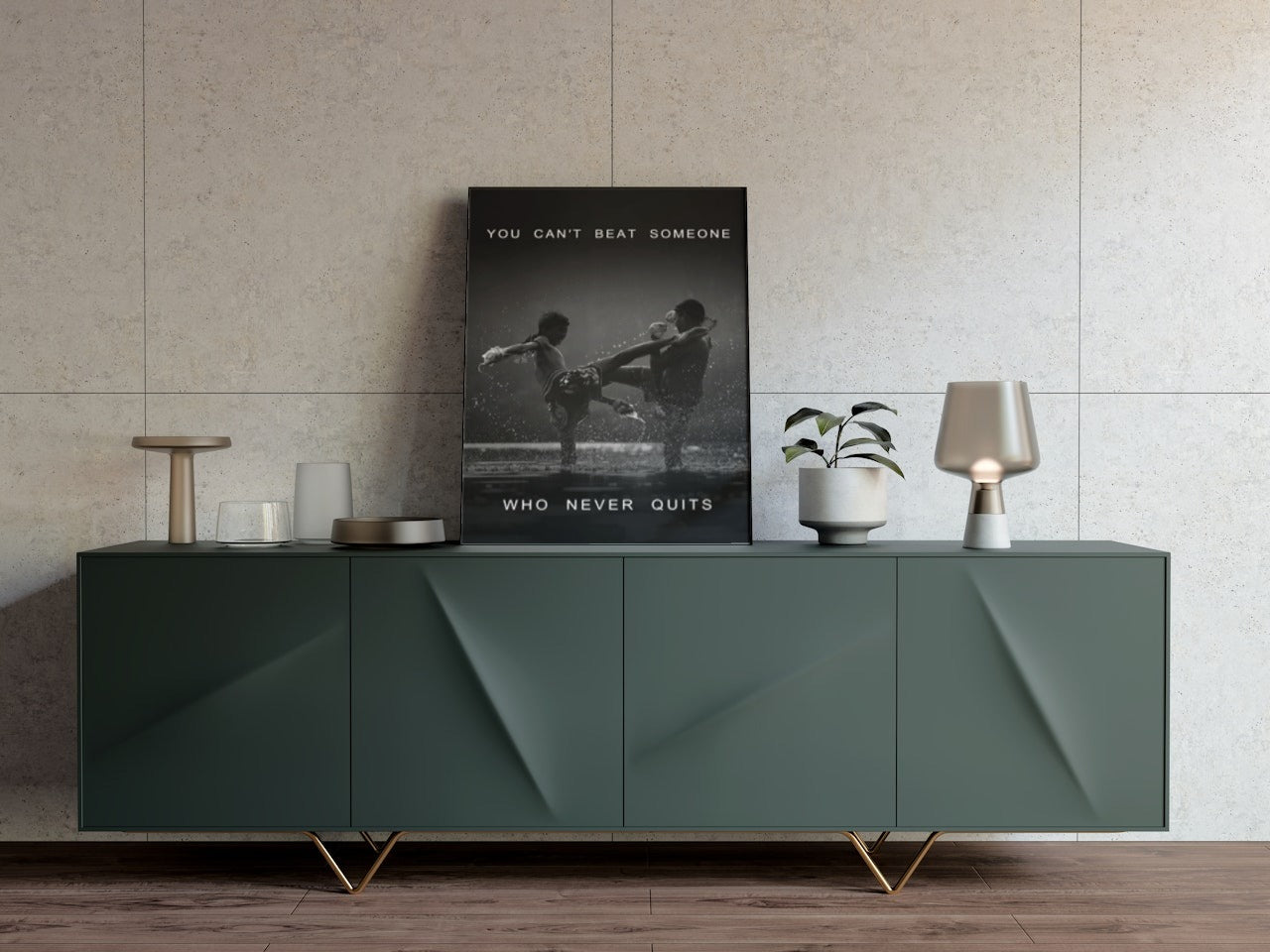 YOU CANT BEAT SOMEONE WHO NEVER QUITS MOTIVATIONAL CANVAS POSTER