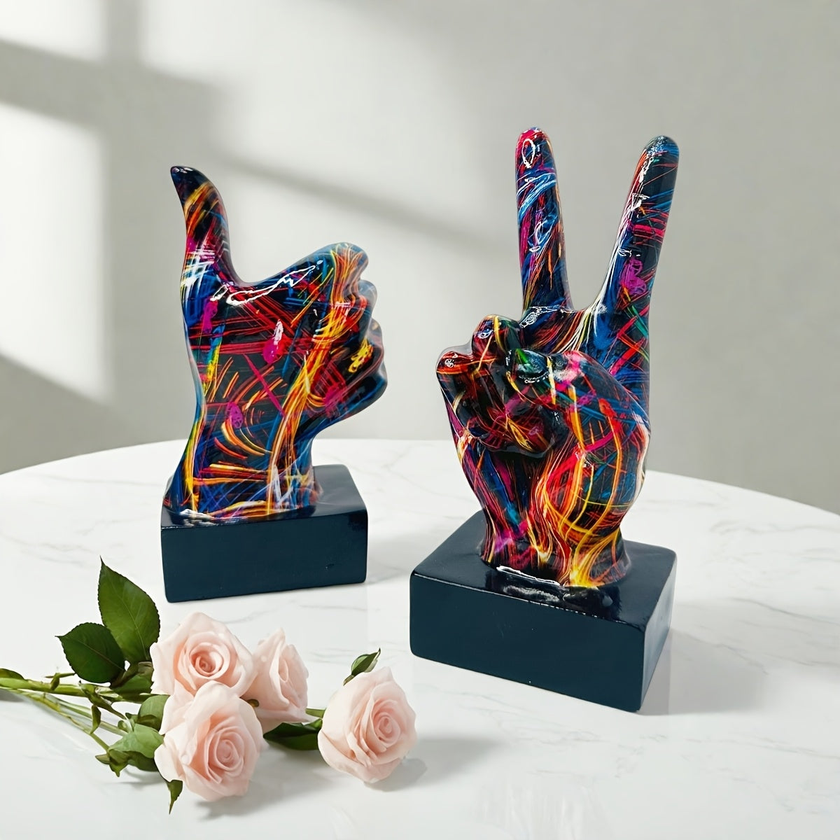 Tnessential Unique Resin Hand Gesture Statue 3D Decor