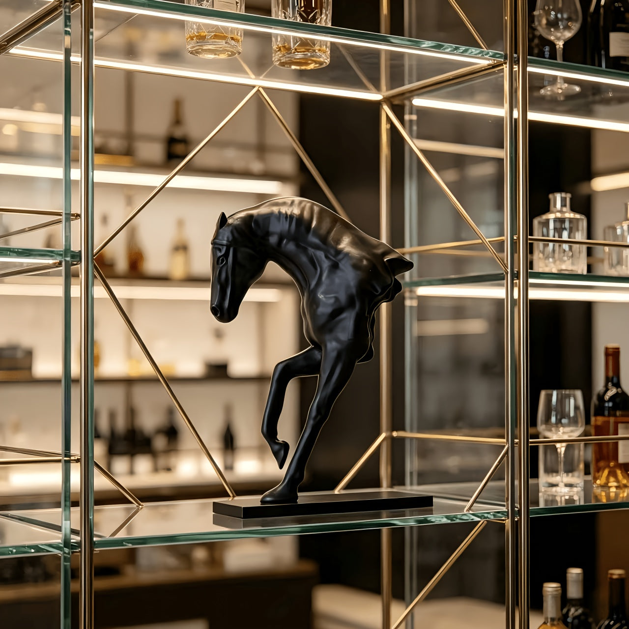 Tnessential Retro and Exquisite Resin Bust Horse Sculpture Artwork 3D Decor