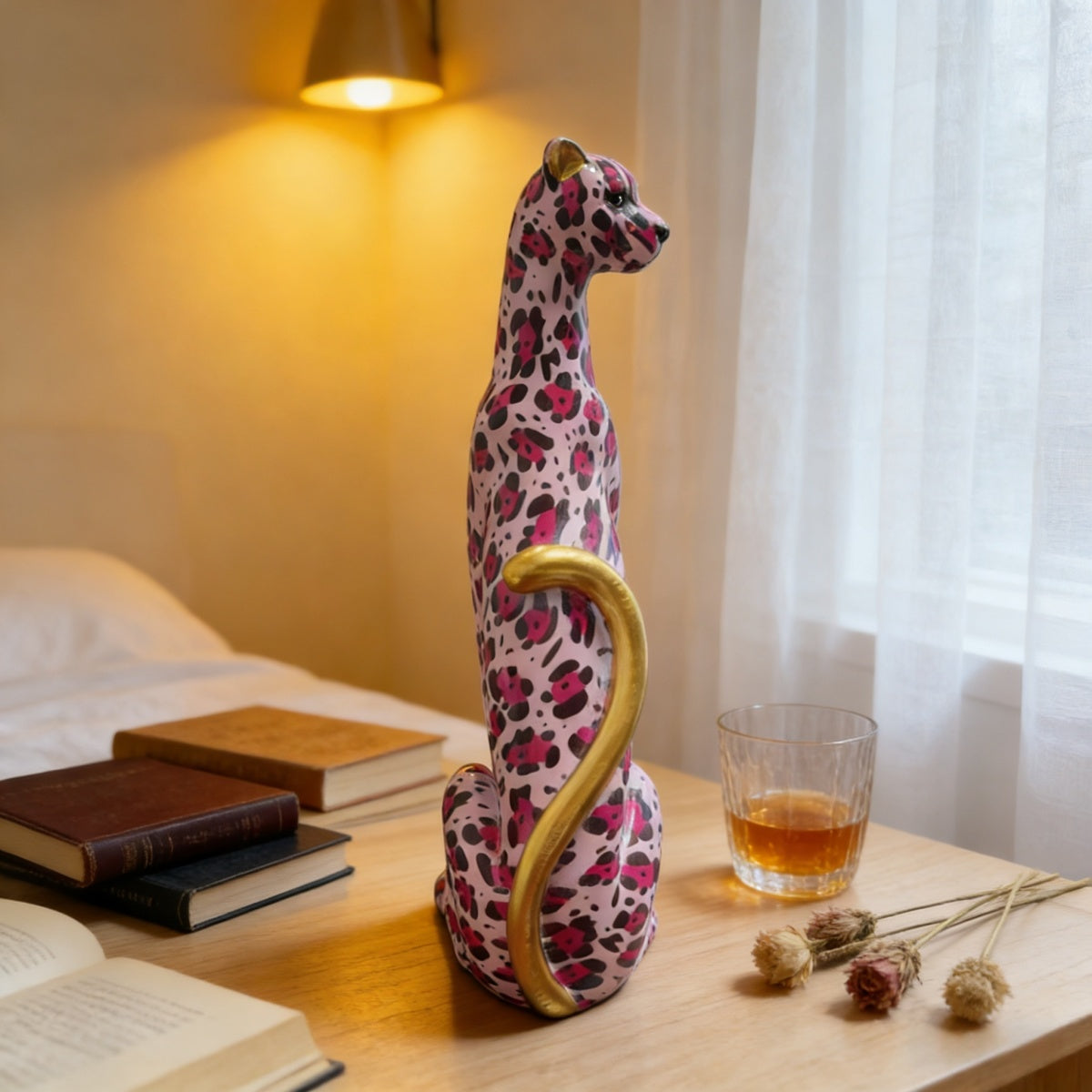 Tnessential Resin Leopard Statue Ornament 3D Decor